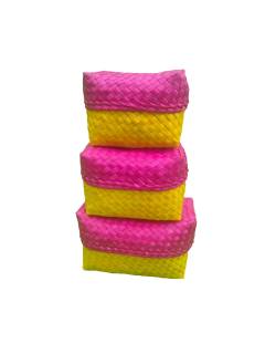 Organizers - Chettinad Kottan - Box In Box, Yellow-Pink - Geographical Indexed