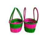 Chettinad Kottan - Small Basket, Green-Pink - Geographical Indexed (pack of 2)
