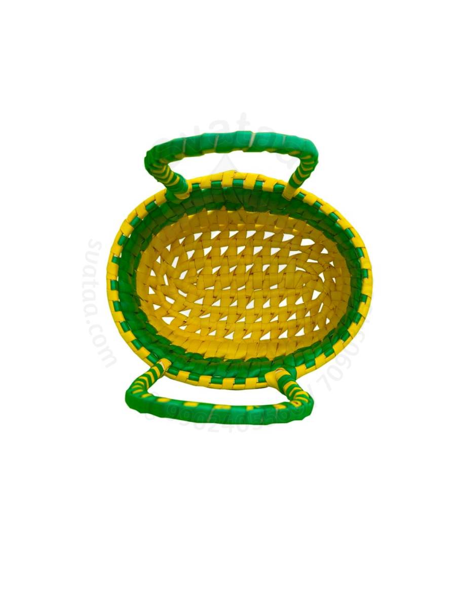 Chettinad Kottan - Small Basket, Green-Yellow - Geographical Indexed (pack of 2)

