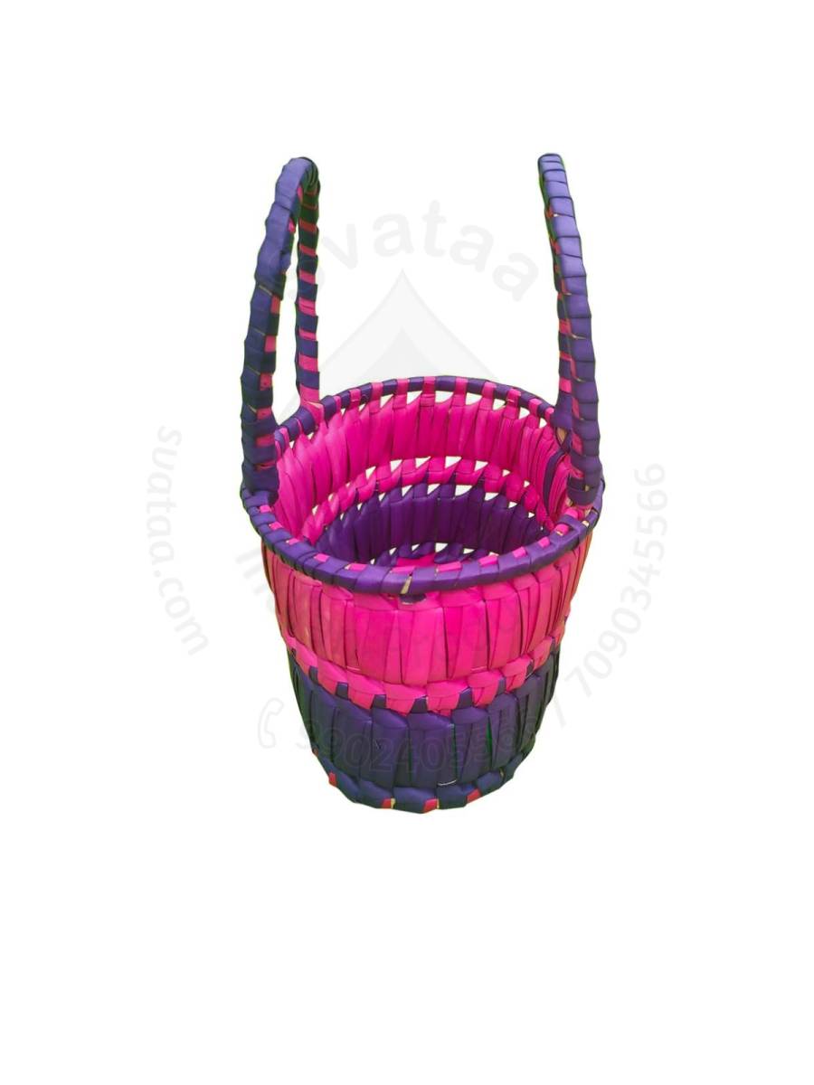 Chettinad Kottan - Small Basket, Pink-Purple  - Geographical Indexed (pack of 2)
