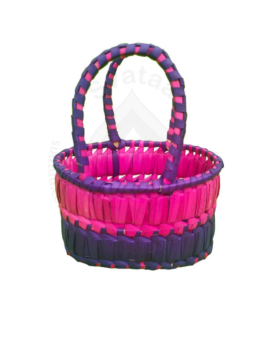 Chettinad Kottan - Small Basket, Pink-Purple  - Geographical Indexed (pack of 2)
