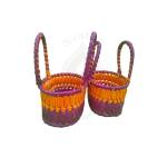 Chettinad Kottan - Small Basket, Purple-Orange - Geographical Indexed (pack of 2)
