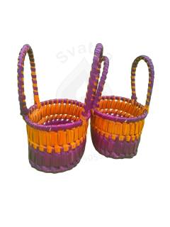 Chettinad Kottan - Small Basket, Purple-Orange - Geographical Indexed (pack of 2)
