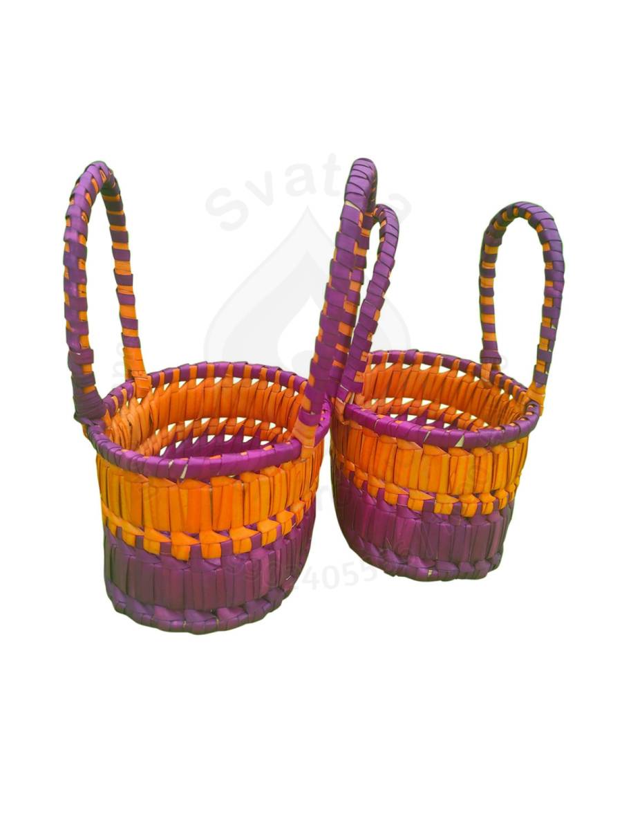 Chettinad Kottan - Small Basket, Purple-Orange - Geographical Indexed (pack of 2)
