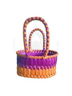 Chettinad Kottan - Small Basket, Purple-Orange - Geographical Indexed (pack of 2)
