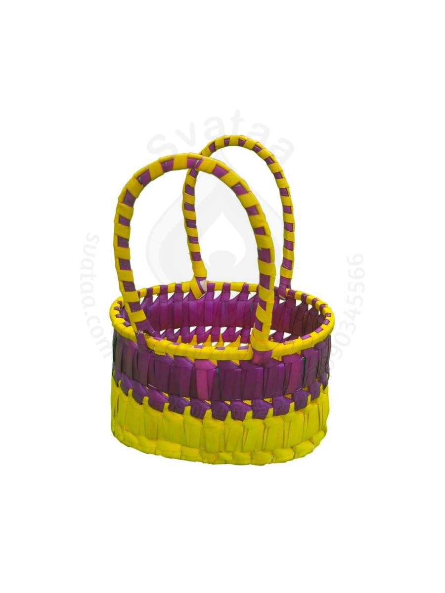 Chettinad Kottan - Small Basket, Purple-Yellow - Geographical Indexed (pack of 2)
