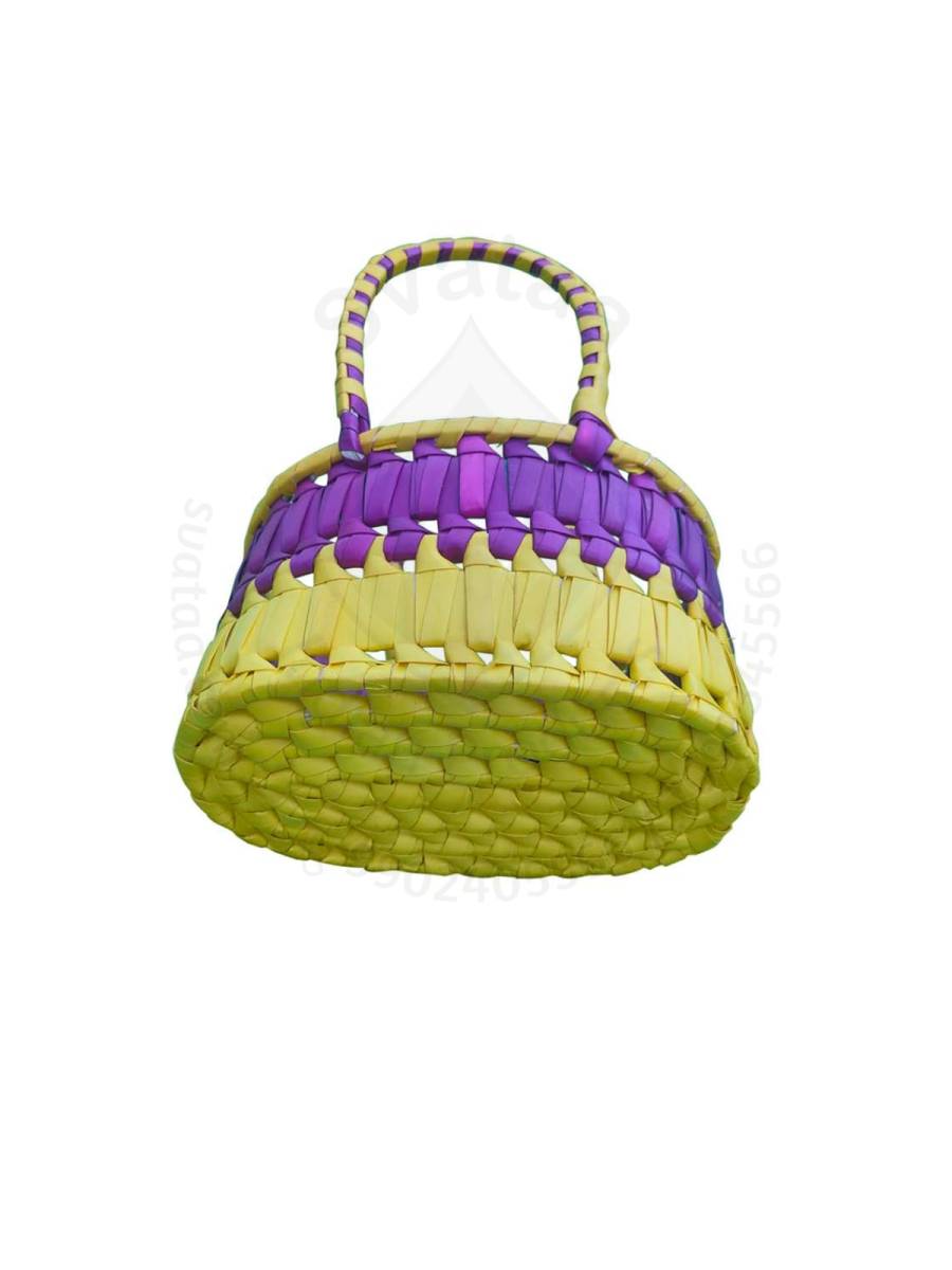Chettinad Kottan - Small Basket, Purple-Yellow - Geographical Indexed (pack of 2)
