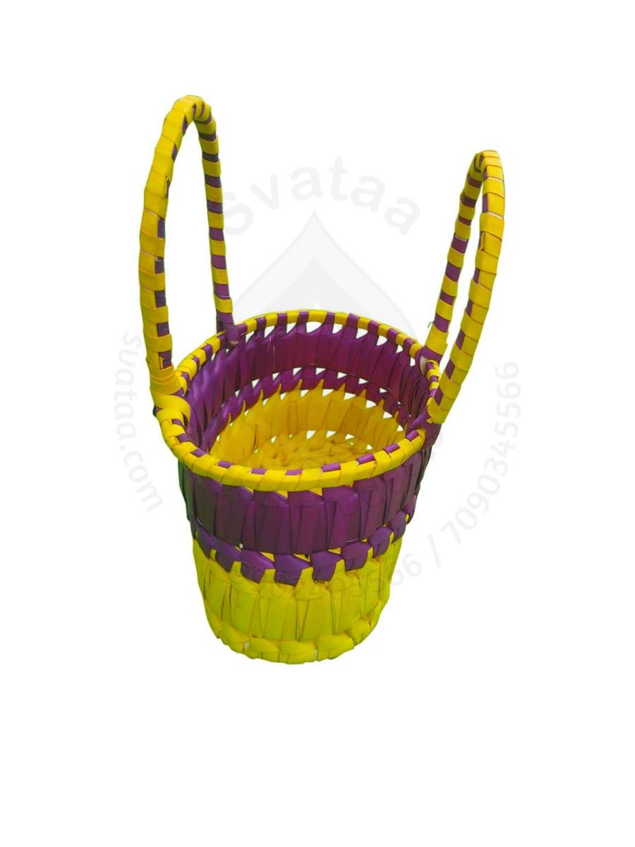 Chettinad Kottan - Small Basket, Purple-Yellow - Geographical Indexed (pack of 2)
