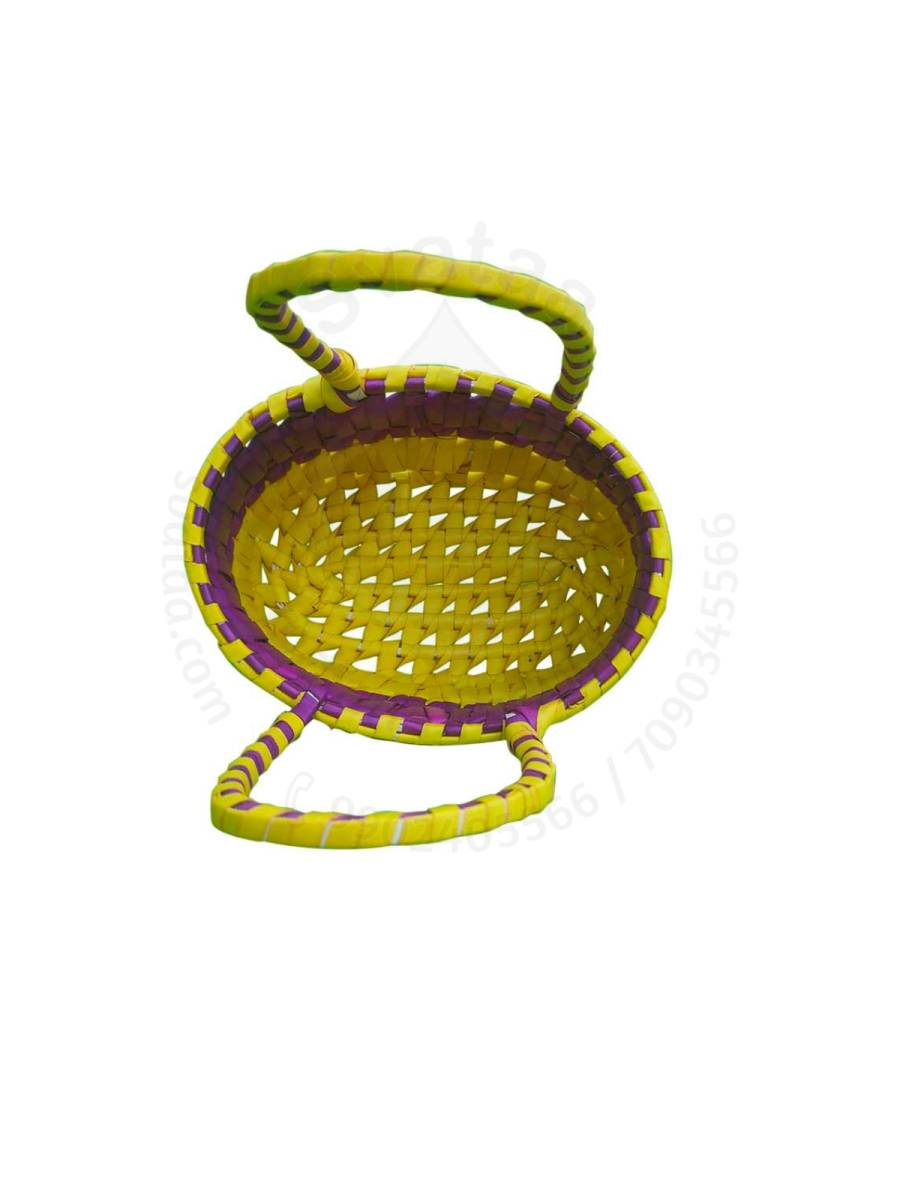 Chettinad Kottan - Small Basket, Purple-Yellow - Geographical Indexed (pack of 2)
