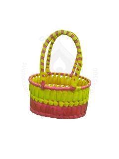 Chettinad Kottan - Small Basket, Yellow-Pink - Geographical Indexed (pack of 2)
