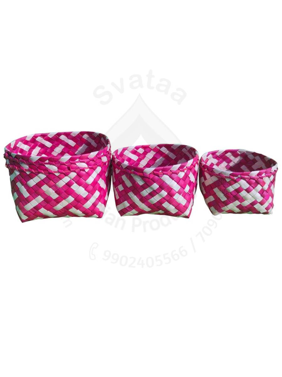 Organizers&nbsp;- Chettinad Kottan - Stacked Bowl, Dark Pink - Geographical Indexed
