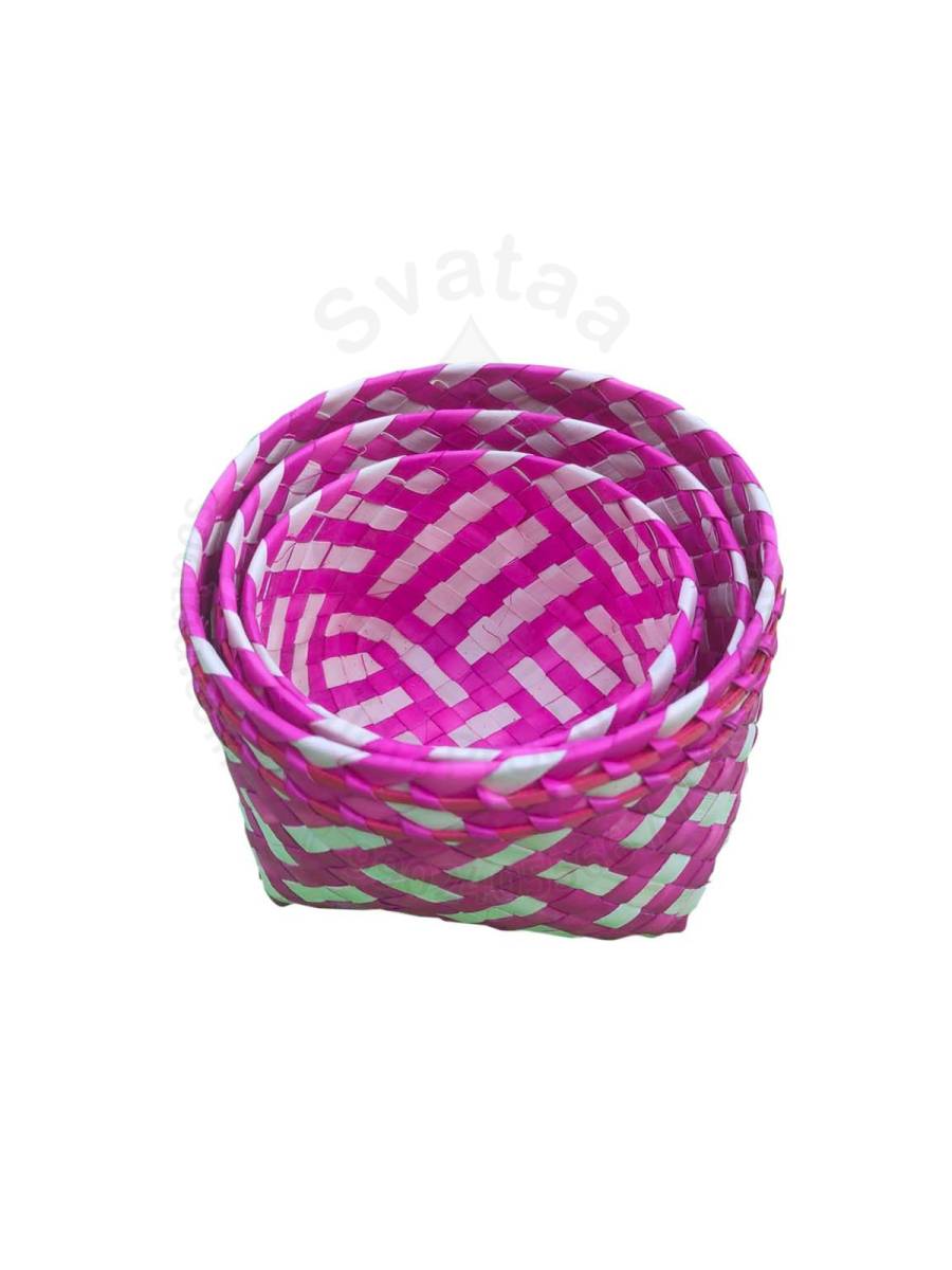 Organizers&nbsp;- Chettinad Kottan - Stacked Bowl, Pink - Geographical Indexed
