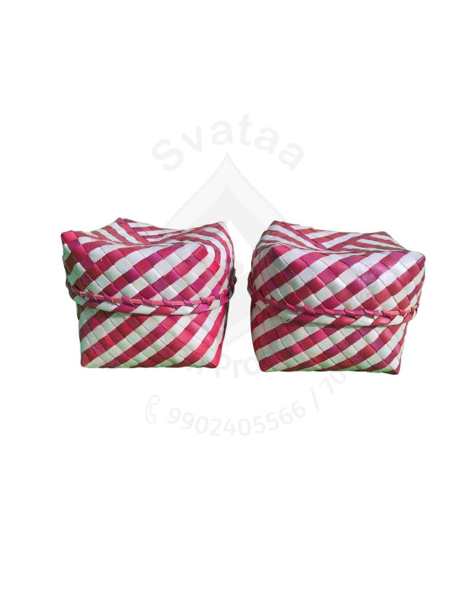 Organizers&nbsp;- Chettinad Kottan - Plain Kottan Box, Maroon - Geographical Indexed (pack of 2)
