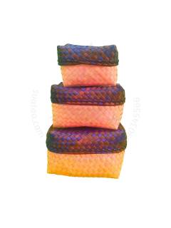 Organizers - Chettinad Kottan - Box In Box , Orange-Blue-Brown - Geographical Indexed
