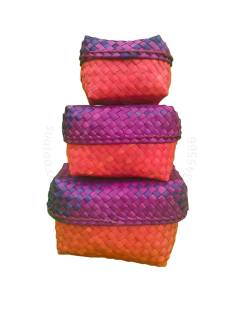 Organizers&nbsp;- Chettinad Kottan - Box In Box , Red-Purple-Blue - Geographical Indexed
