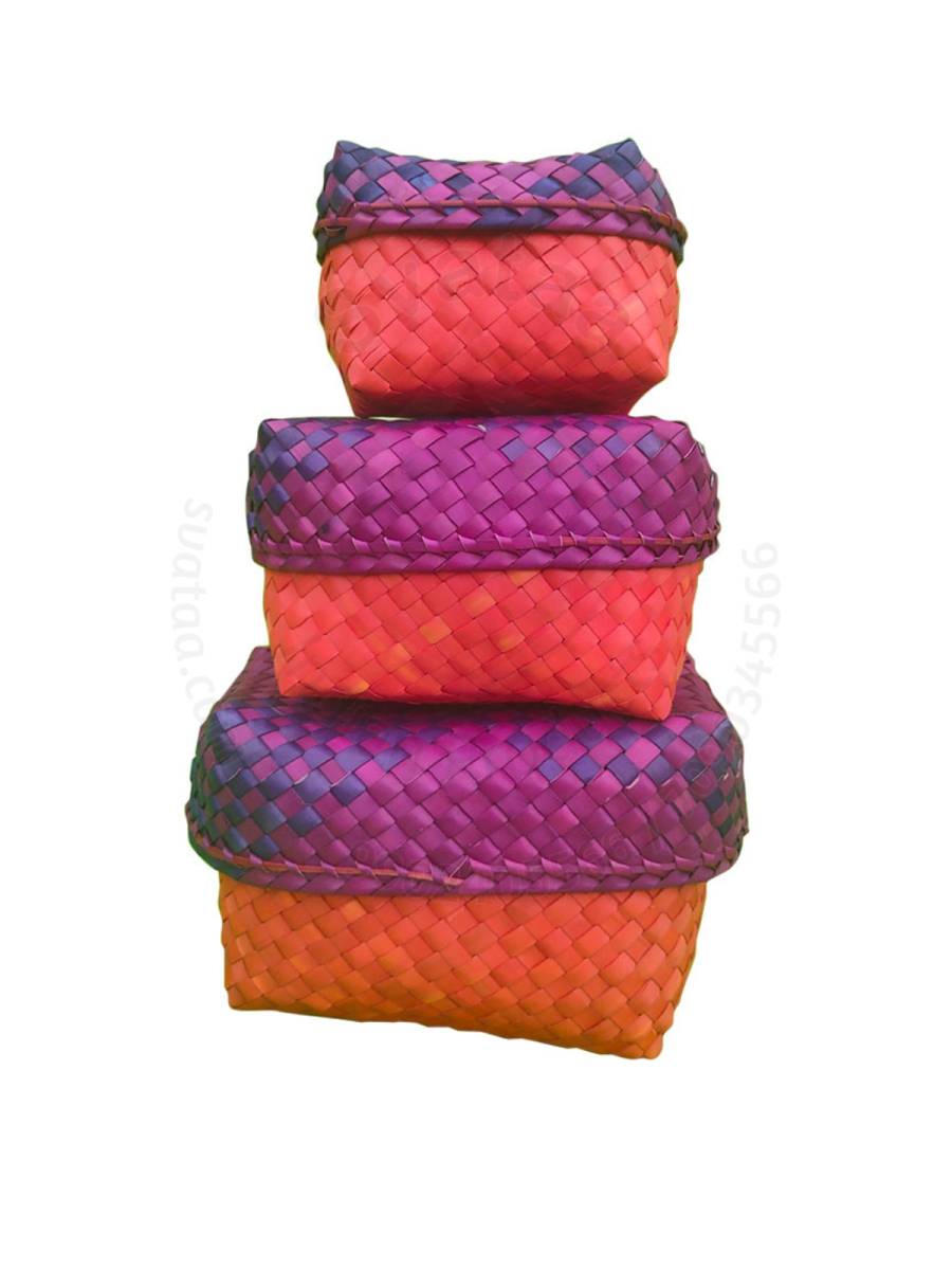 Organizers&nbsp;- Chettinad Kottan - Box In Box , Red-Purple-Blue - Geographical Indexed
