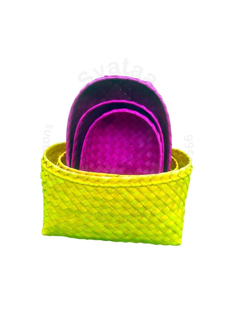 Organizers&nbsp;- Chettinad Kottan - Box In Box, Yellow-Pink - Geographical Indexed
