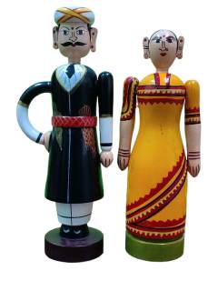 Pair Doll - Traditional Indian Couple - 9.5 inch - Yellow