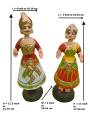 Tanjavur Dancing Couple Doll : 11 Inch, White-Red-Green - Geographical Indexed