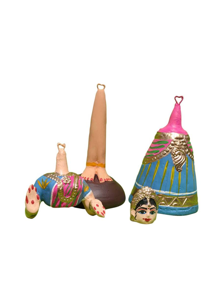 Tanjavur Dancing Couple Doll : 11 Inch, Light Blue-Pink-Light Blue - Geographical Indexed Tanjavur Dancing Couple Doll : 11 Inch, Light Blue-Pink-Light Blue - Geographical Indexed