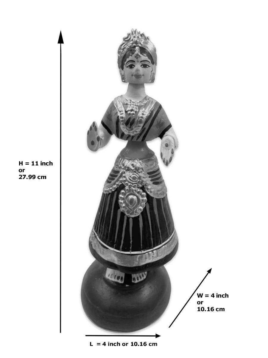 Tanjavur Dancing Doll : 11 Inch, Yellow-Orange-Dark Blue - Geographical Indexed