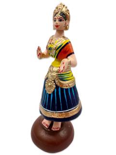 Tanjavur Dancing Doll : 11 Inch, Dark Blue-Yellow-Orange - Geographical Indexed