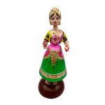 Tanjavur Dancing Doll : 11 Inch, Light Green-Pink-Yellow - Geographical Indexed