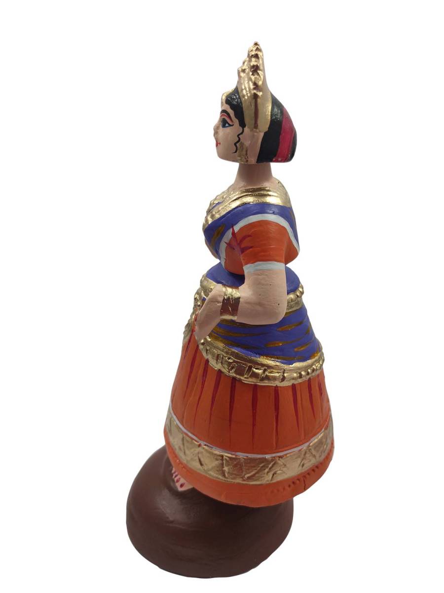 Tanjavur Dancing Doll : 11 Inch, Orange-Purple-Orange - Geographical Indexed