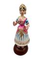 Tanjavur Dancing Doll : 11 Inch, White-Pink-White - Geographical Indexed