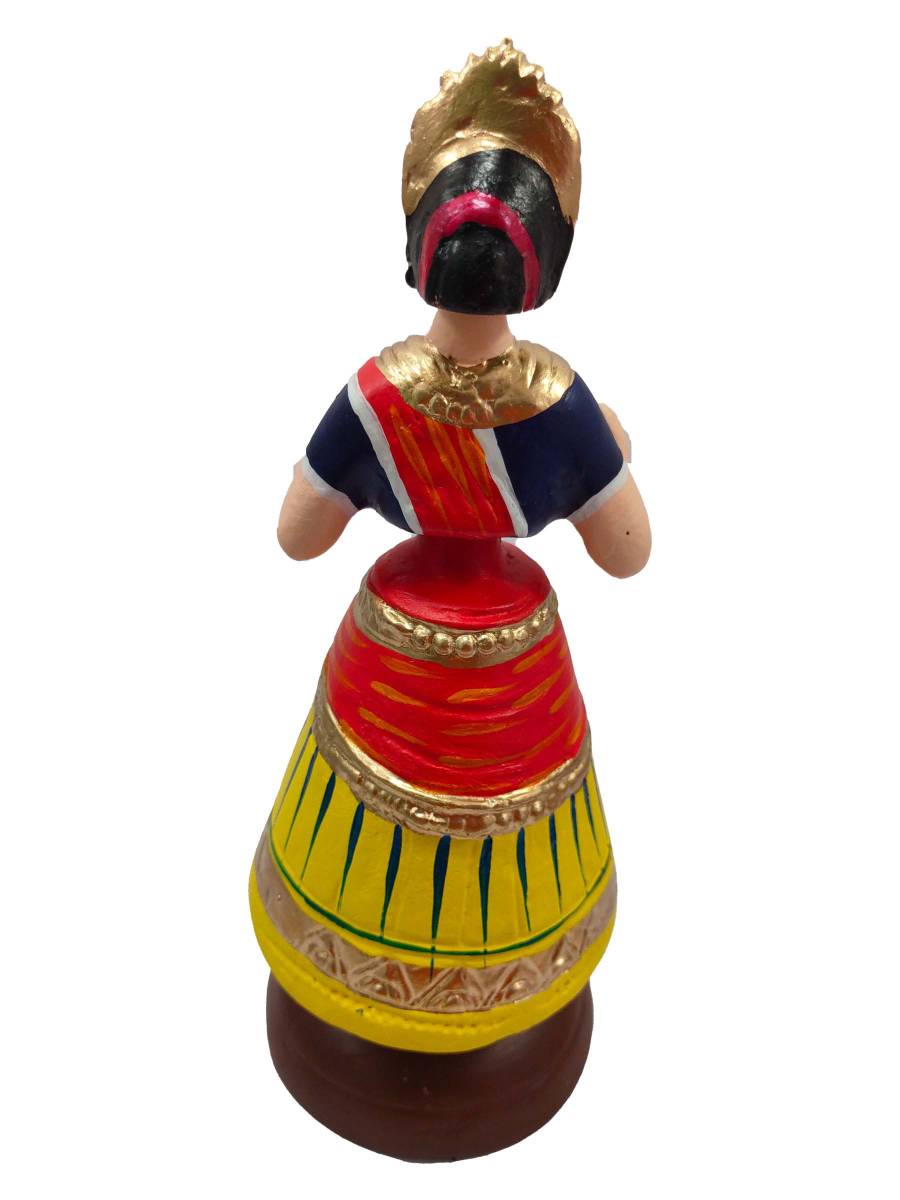 Tanjavur Dancing Doll : 11 Inch, Yellow-Orange-Dark Blue - Geographical Indexed
