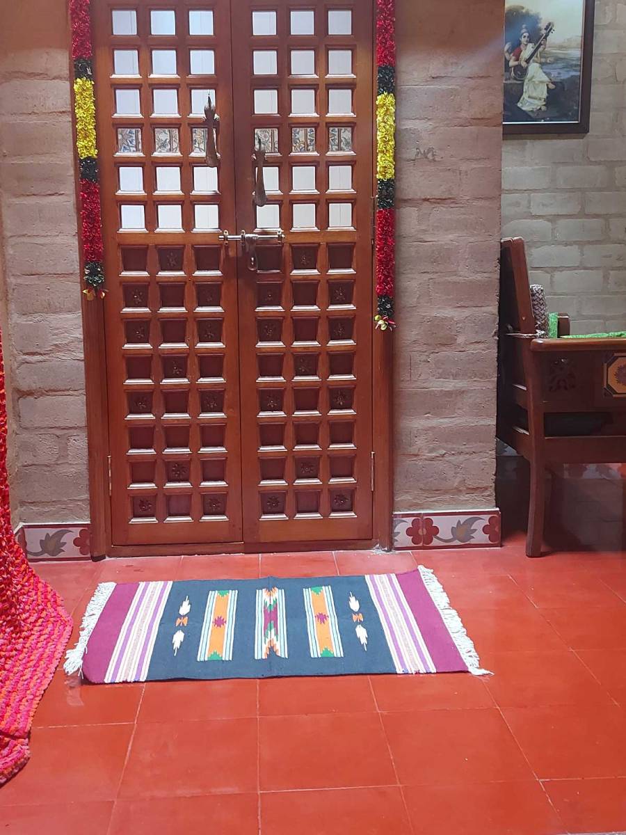 Warangal Durry - 2x3 Feet - Maroon-Black - Geographical Indexed Warangal Durry - 2x3 Feet - Maroon-Black - Geographical Indexed