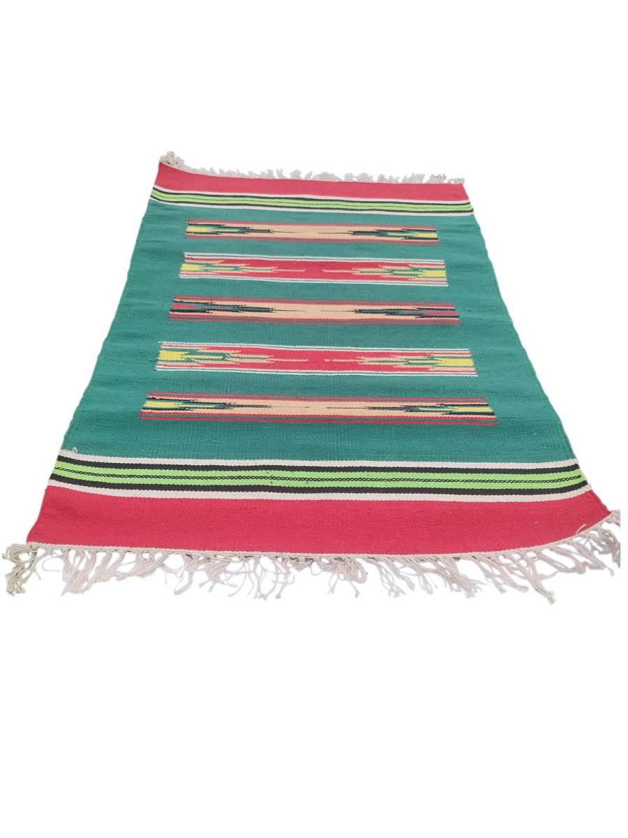 Warangal Durry - 2x3 Feet - Green-Red - Geographical Indexed