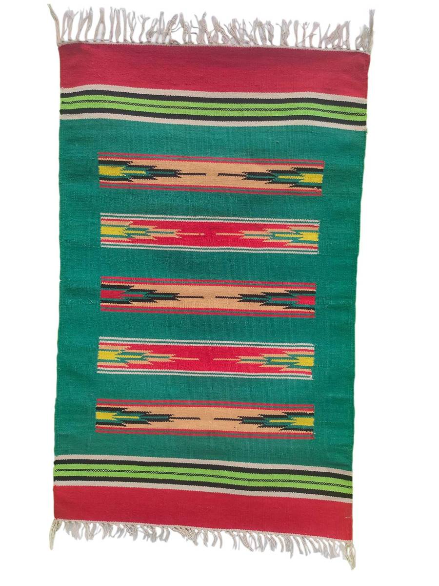 Warangal Durry - 2x3 Feet - Green-Red - Geographical Indexed