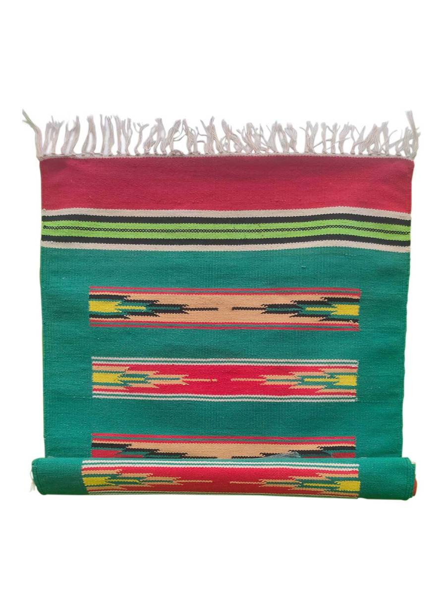 Warangal Durry - 2x3 Feet - Green-Red - Geographical Indexed
