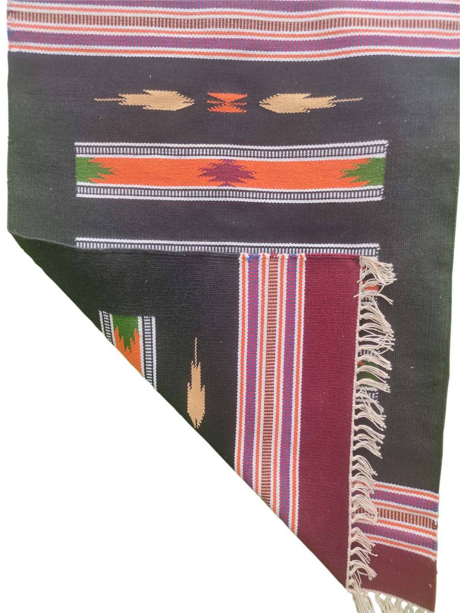 Warangal Durry - 2x3 Feet - Maroon-Black - Geographical Indexed Warangal Durry - 2x3 Feet - Maroon-Black - Geographical Indexed