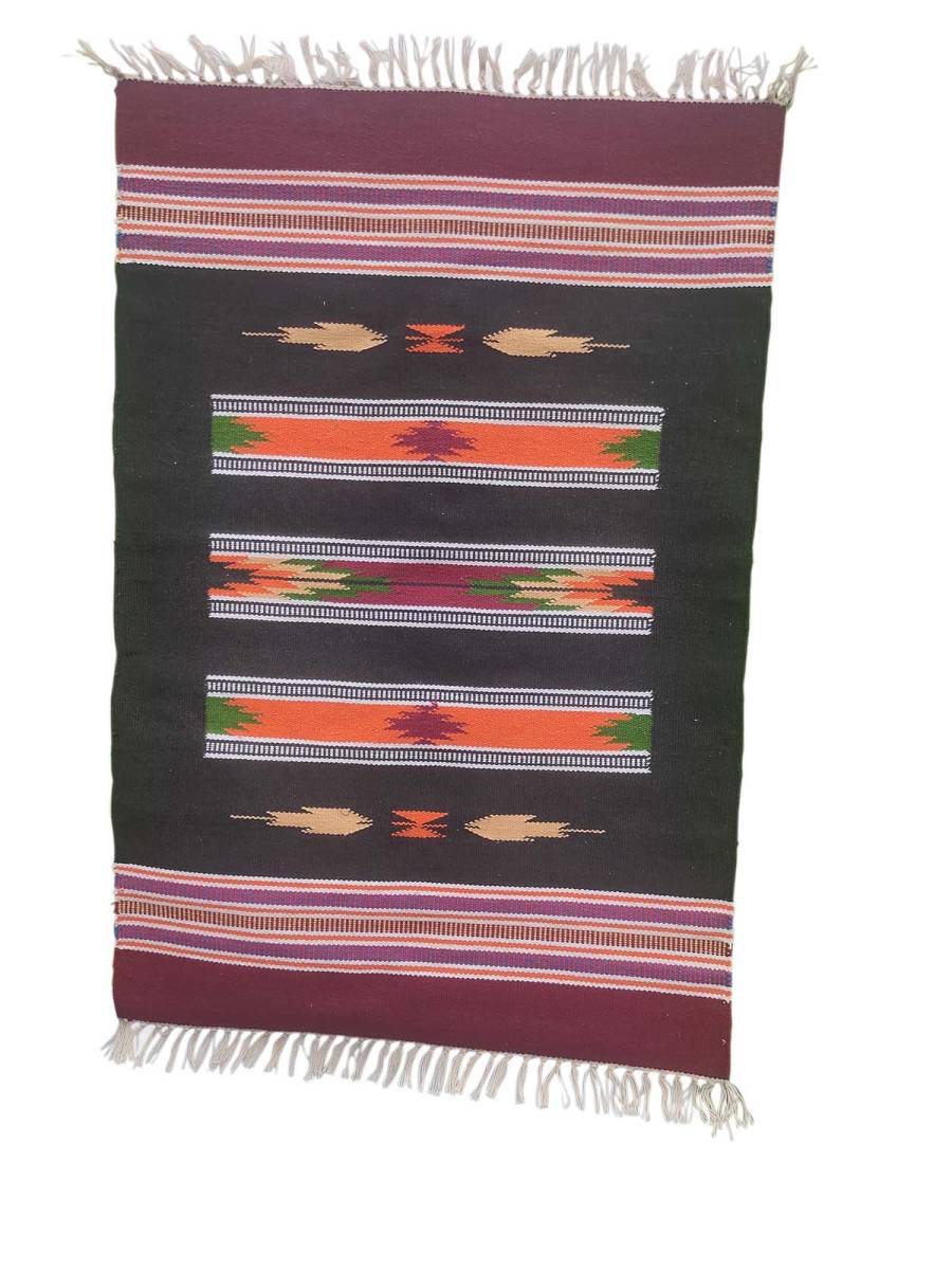 Warangal Durry - 2x3 Feet - Maroon-Black - Geographical Indexed Warangal Durry - 2x3 Feet - Maroon-Black - Geographical Indexed
