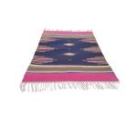 Warangal Durry - 2x3 Feet - Navy Blue-Pink - Geographical Indexed