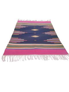 Warangal Durry - 2x3 Feet - Navy Blue-Pink - Geographical Indexed