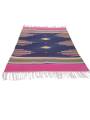 Warangal Durry - 2x3 Feet - Navy Blue-Pink - Geographical Indexed