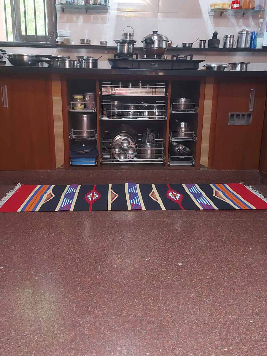 Warangal Durry - 2x6 Feet - Black-Red - Geographical Indexed