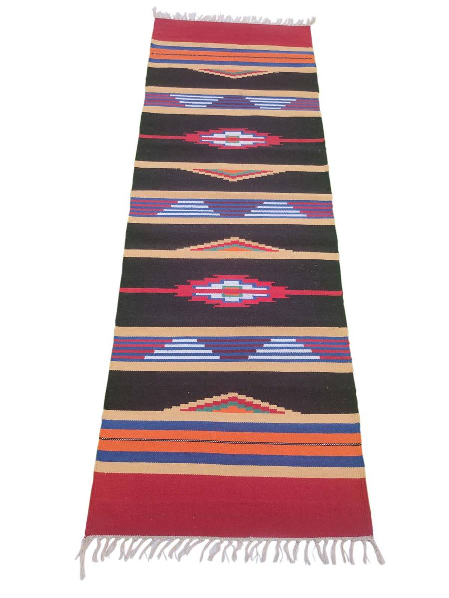 Warangal Durry - 2x6 Feet - Black-Red - Geographical Indexed