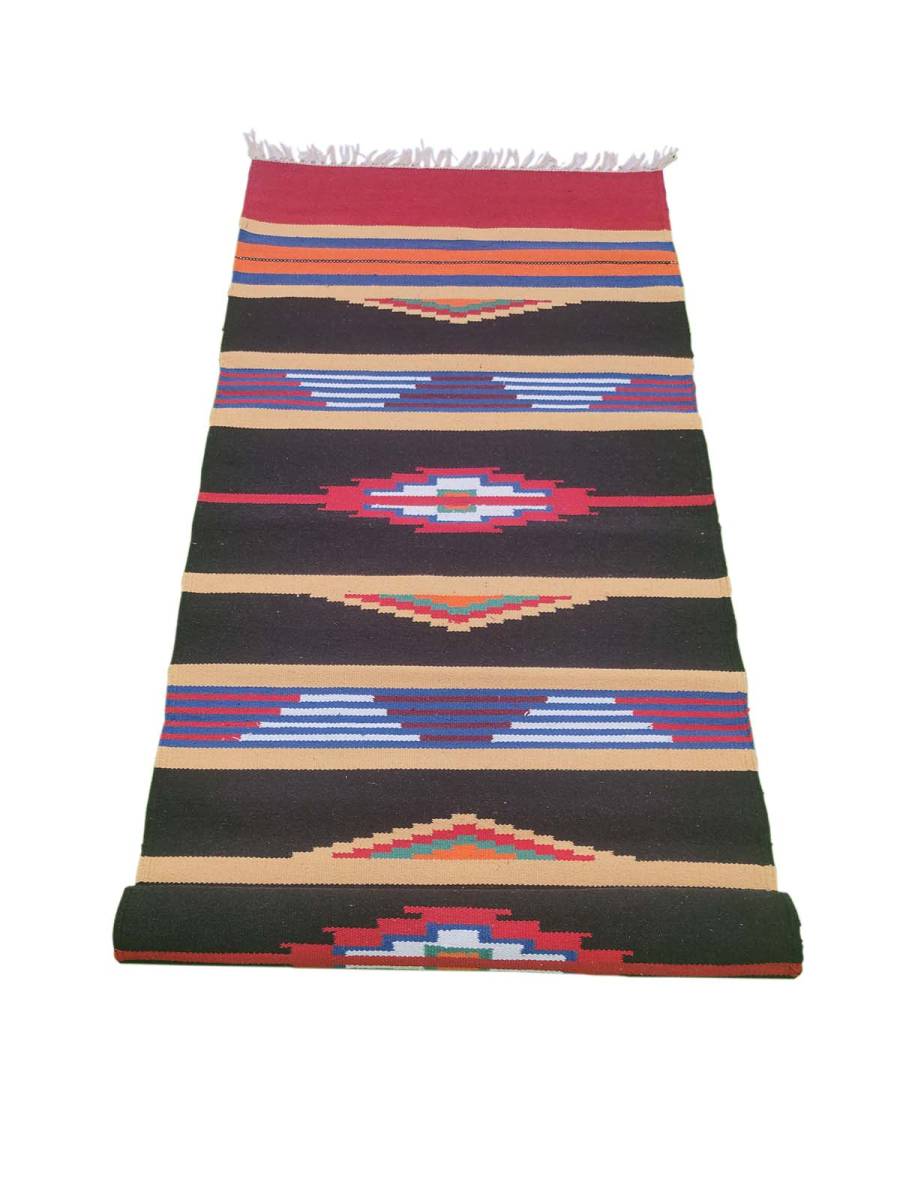 Warangal Durry - 2x6 Feet - Black-Red - Geographical Indexed