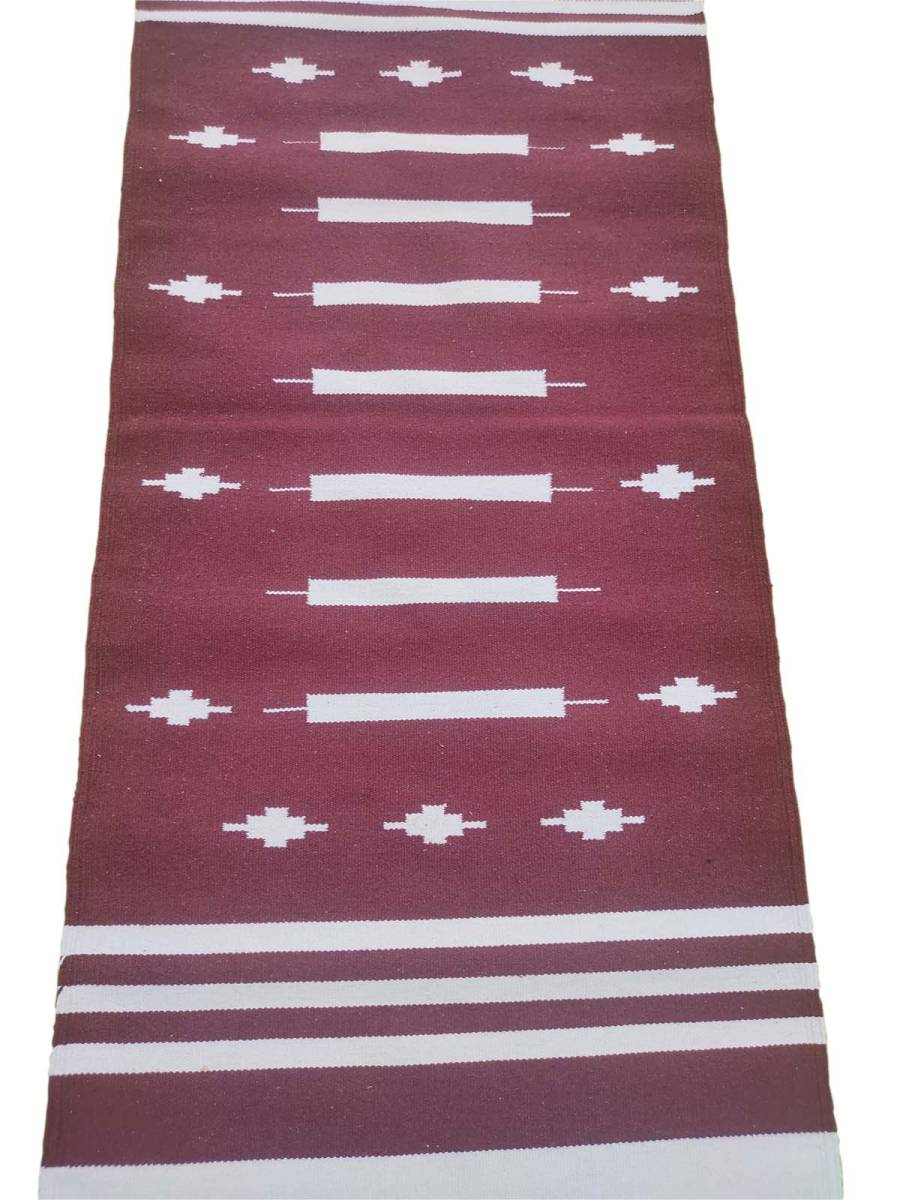 Warangal Durry - 2x6 Feet - Maroon-White - Geographical Indexed