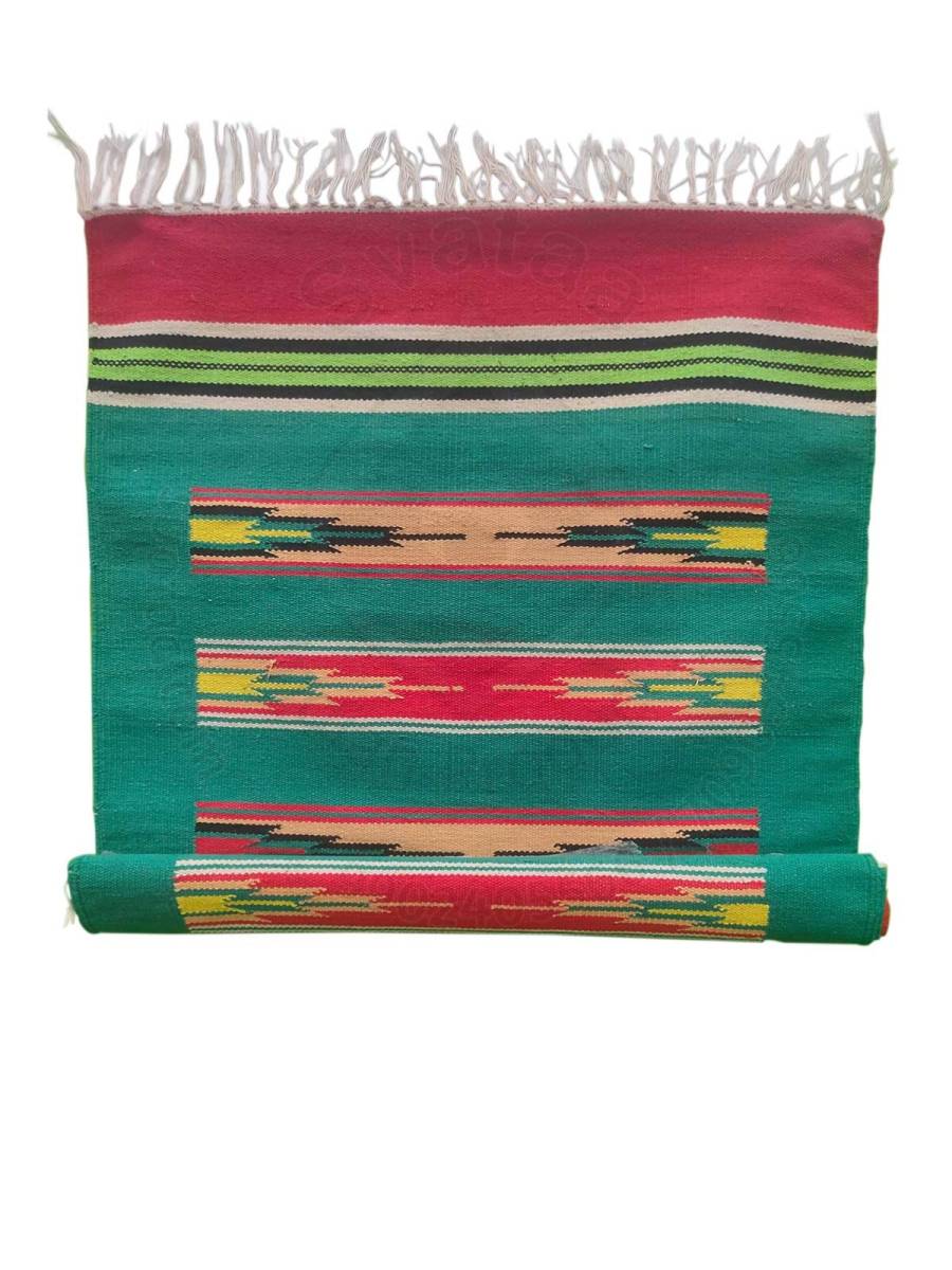 Warangal Durry - 2x3 Feet - Green-Red - Geographical Indexed
