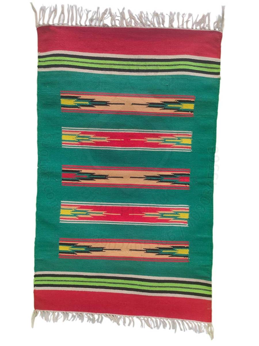Warangal Durry - 2x3 Feet - Green-Red - Geographical Indexed
