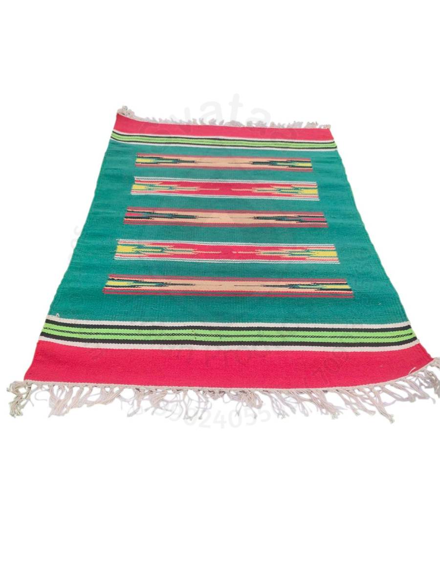 Warangal Durry - 2x3 Feet - Green-Red - Geographical Indexed
