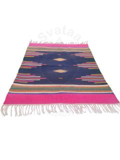 Warangal Durry - 2x3 Feet - Navy Blue-Pink - Geographical Indexed
