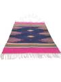 Warangal Durry - 2x3 Feet - Navy Blue-Pink - Geographical Indexed
