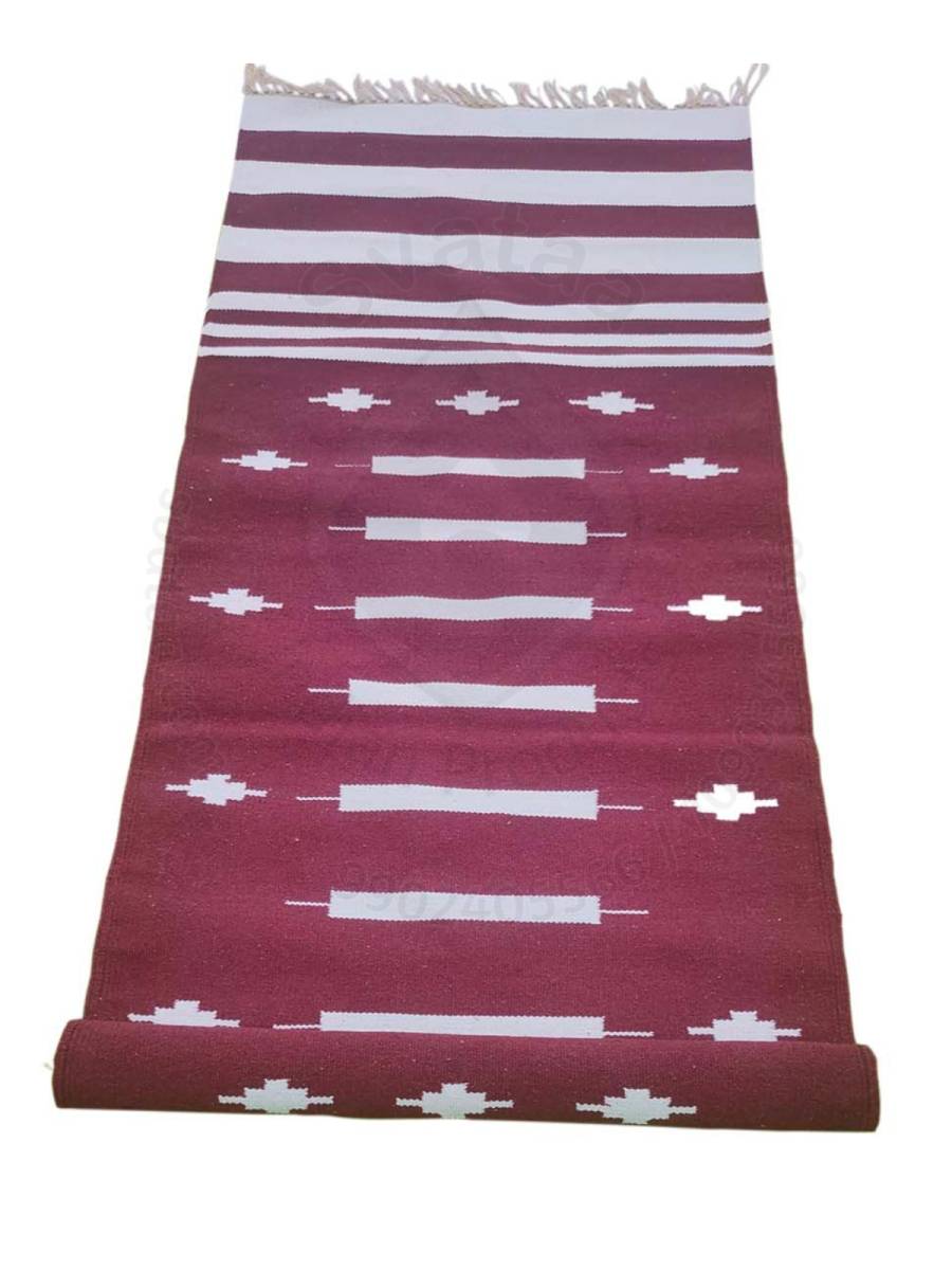 Warangal Durry - 2x6 Feet - Maroon-White - Geographical Indexed

