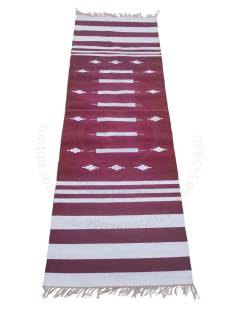 Warangal Durry - 2x6 Feet - Maroon-White - Geographical Indexed
